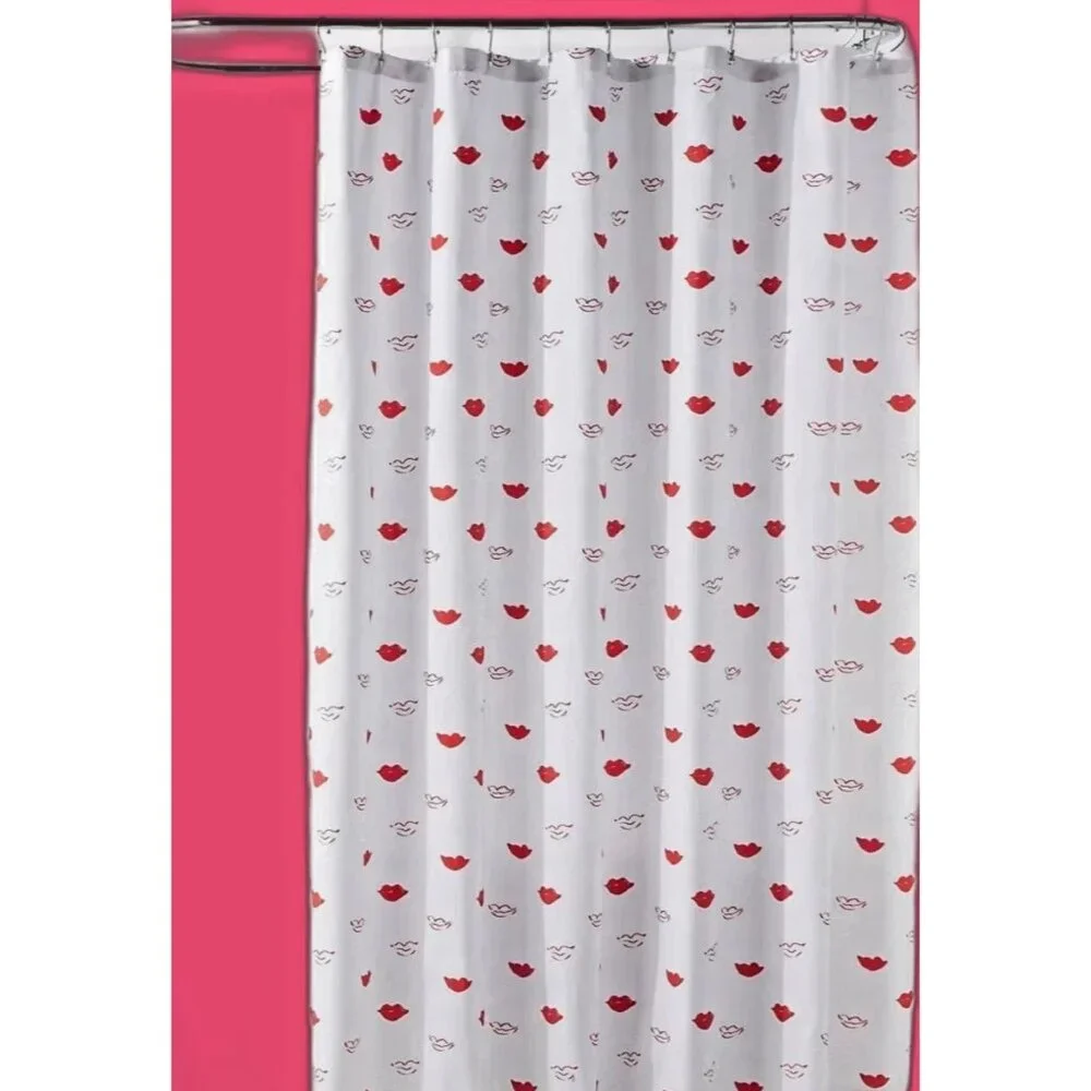 Room Essentials Red Lips Shower Curtain RED LIPSTICK NEW